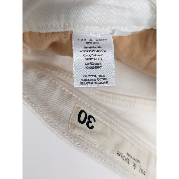 Rag & Bone Harlow Mid Rise Straight Leg Jeans Optic White 30 Ankle Stretch - Picture 5 of 11